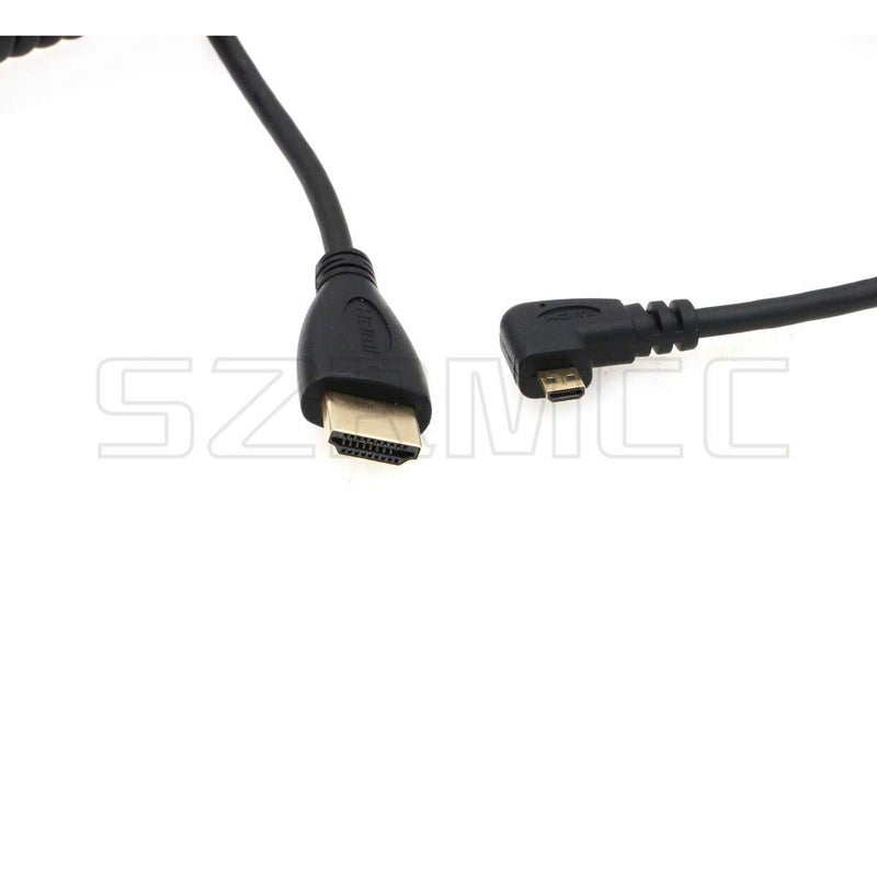 SZRMCC Left Angled Micro HDMI to HDMI High Speed Coiled Cable for Tablet Canon Sony DSLR Camera ATOMOS Monitor - Image 3